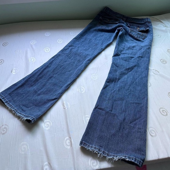 Vintage cargo pocket warehouse one low rise flare bootcut dark wash jeans - Picture 4 of 5